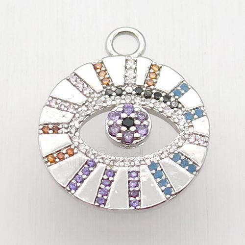 copper eye pendant paved zircon, platinum plated