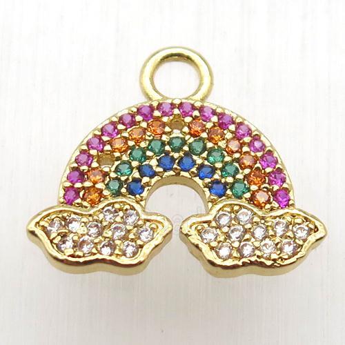 copper rainbow pendant paved zircon, gold plated
