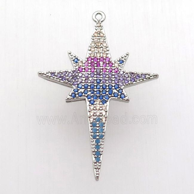 copper northStar pendant paved zircon, platinum plated