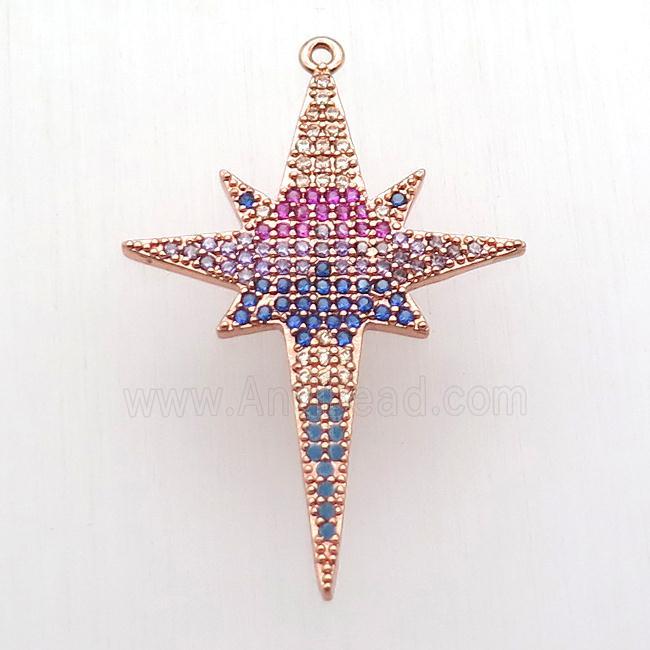 copper northStar pendant paved zircon, rose gold