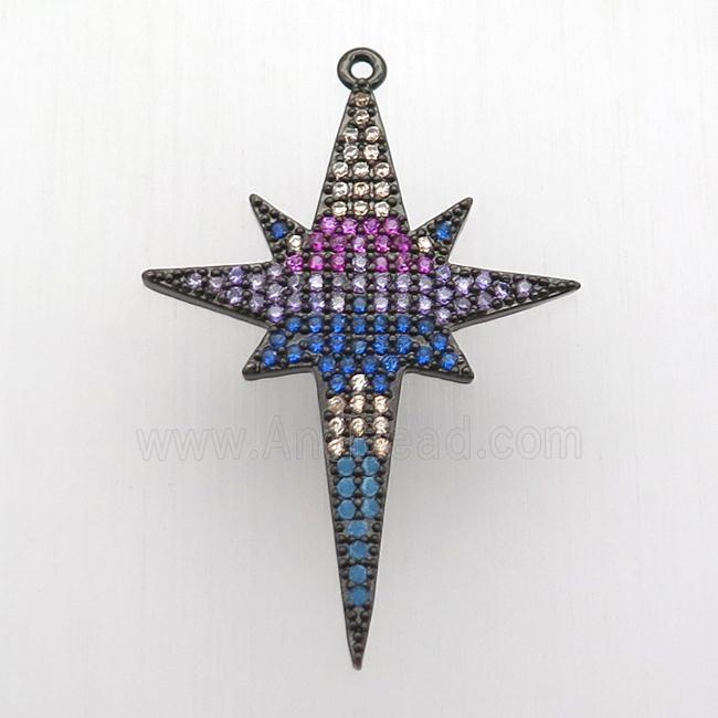 copper northStar pendant paved zircon, black plated