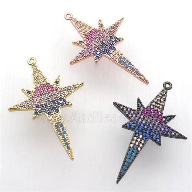 copper northStar pendant paved zircon, mixed color