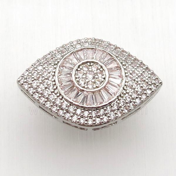 copper eye beads paved zircon, platinum plated