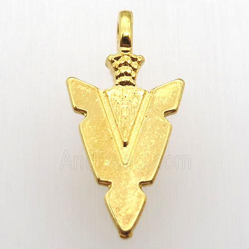 copper arrowhead pendant, gold plated