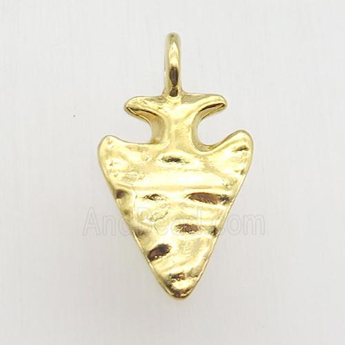 hammered copper arrowhead pendant, gold plated