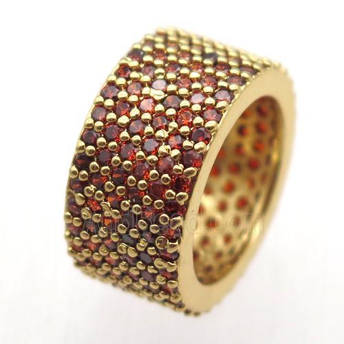 copper Ring paved zircon, gold plated