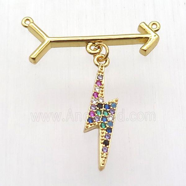 copper arrow pendant, gold plated