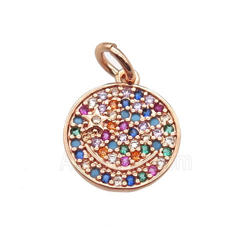 copper circle pendant paved zircon, rose gold
