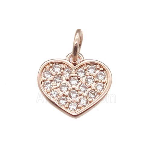 copper heart pendant paved zircon, rose gold