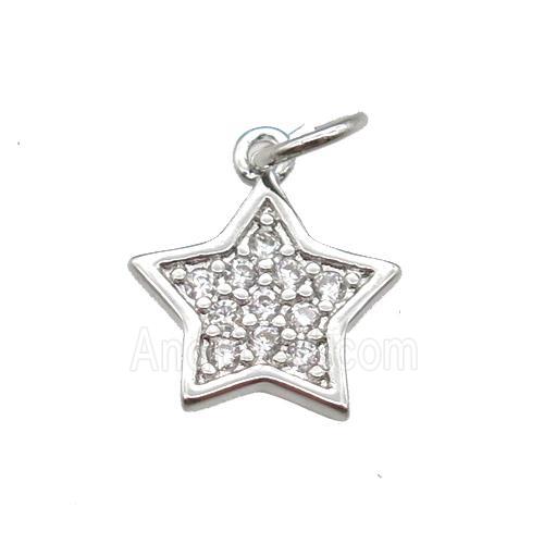 copper star pendant paved zircon, platinum plated