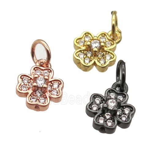 copper clover pendant paved zircon, mixed color