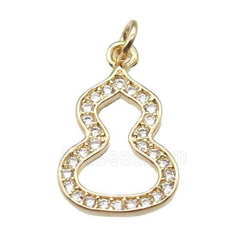 copper cucurbit pendant paved zircon, gold plated