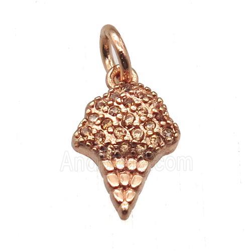 copper IceCream pendant paved zircon, rose gold