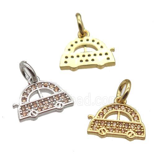 copper car pendant paved zircon, mixed color