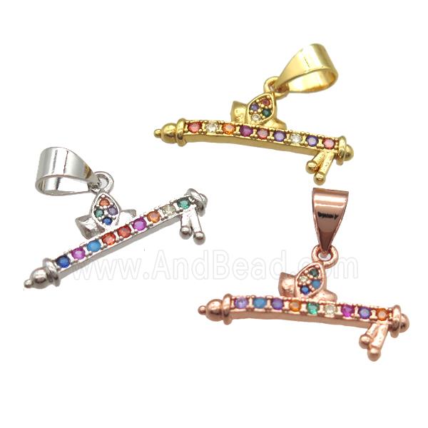 copper pendant paved zircon, mixed color