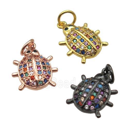 copper Beetle pendant paved zircon, mixed color