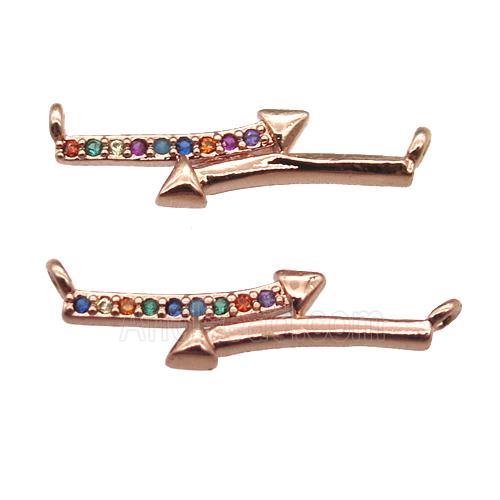 copper arrow pendant pave zircon, rose gold