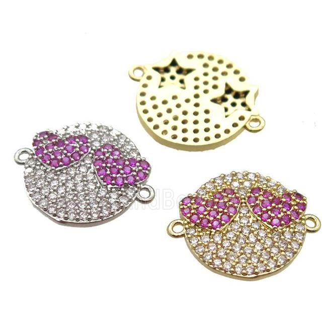 copper Emoji connector paved zircon, mixed color