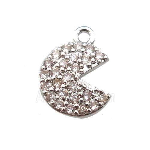 copper Emoji pendant paved zircon, platinum plated