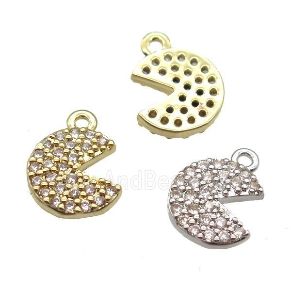 copper Emoji pendant paved zircon, mixed color
