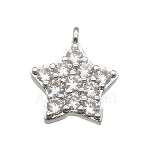 copper star pendant paved zircon, platinum plated