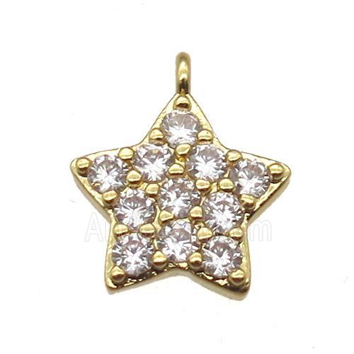 copper star pendant paved zircon, gold plated