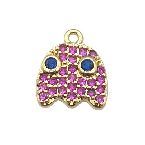 copper acaleph pendant paved zircon, gold plated