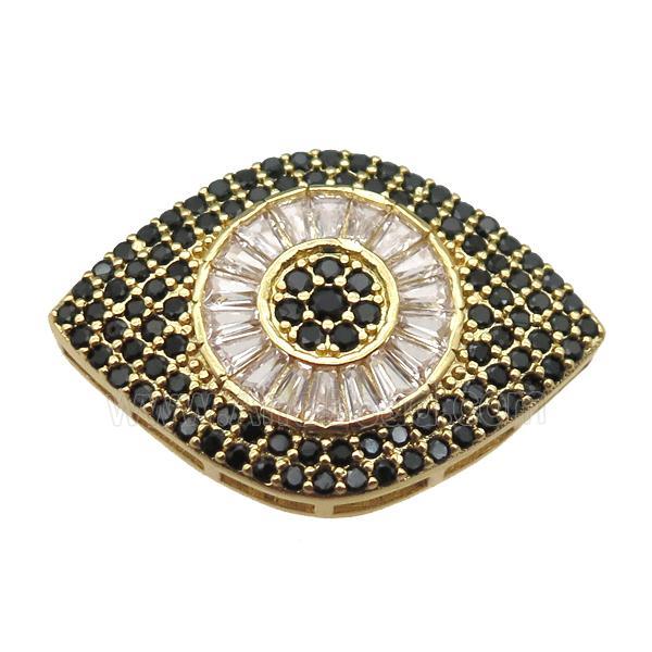 copper eye beads paved zircon, gold plated