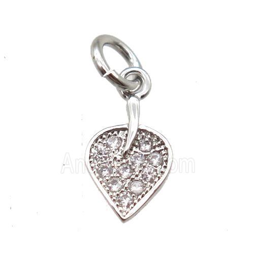 copper leaf pendant paved zircon, platinum plated