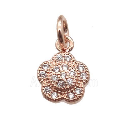 copper flower pendant paved zircon, rose gold