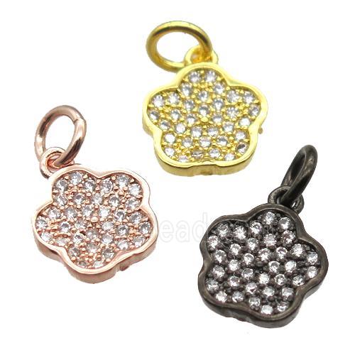 copper flower pendant paved zircon, mixed color