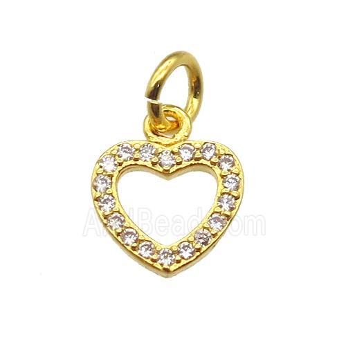 copper heart pendant paved zircon, gold plated
