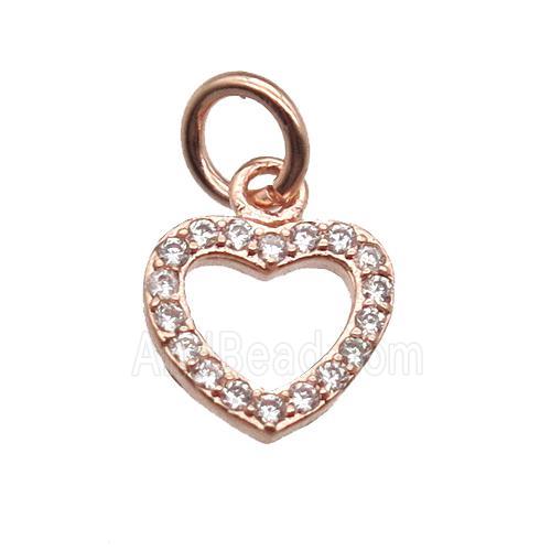 copper heart pendant paved zircon, rose gold