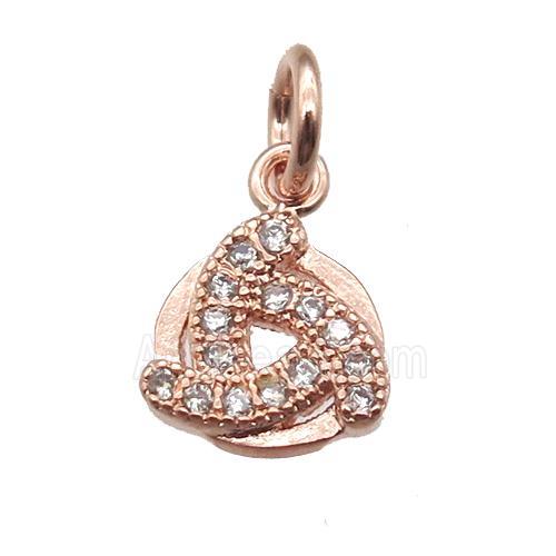 copper windmill pendant paved zircon, rose gold