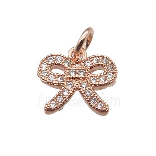 copper knot pendant paved zircon, rose gold
