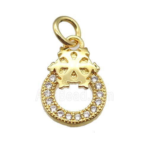 copper circle pendant paved zircon, gold plated