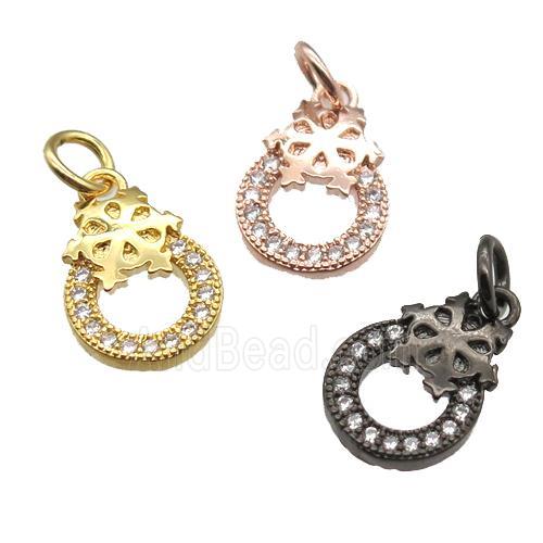 copper circle pendant paved zircon, mixed color
