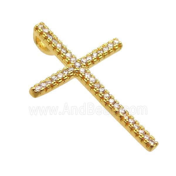 copper cross pendant paved zircon, gold plated
