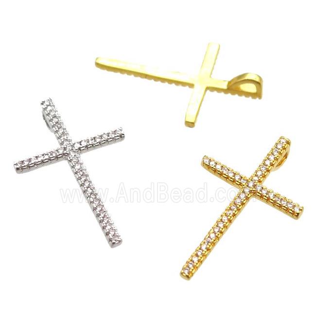 copper cross pendant paved zircon, mixed