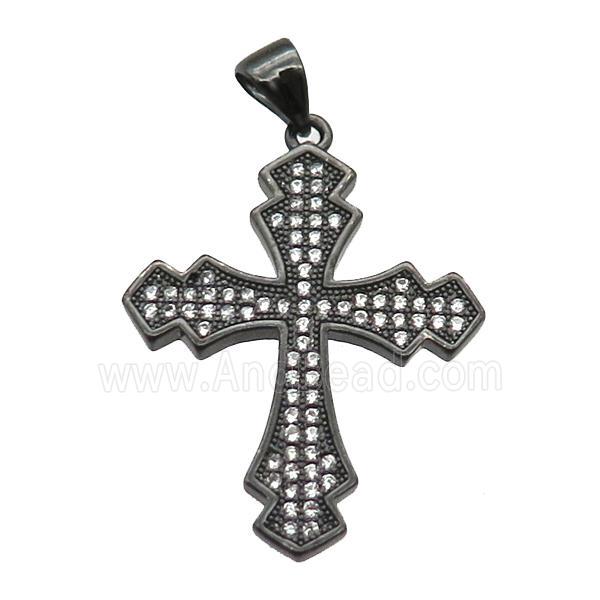 copper cross pendant paved zircon, black plated