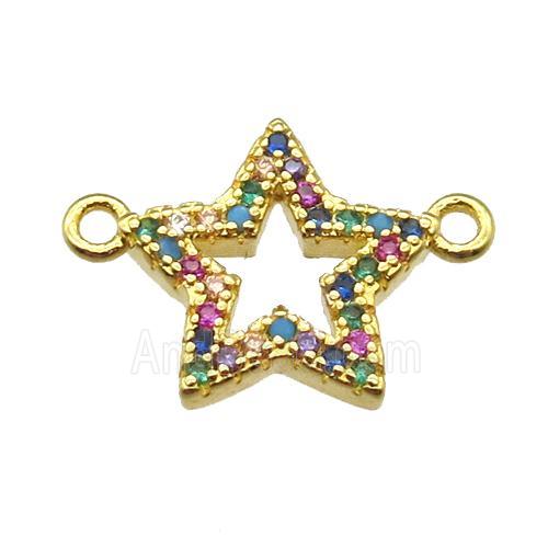 copper star pendant paved zircon, gold plated