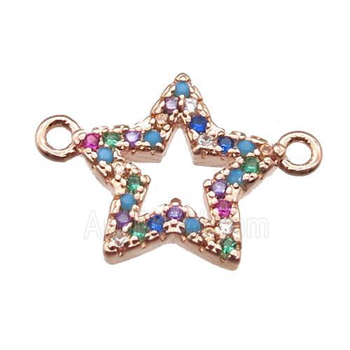 copper star pendant paved zircon, rose gold
