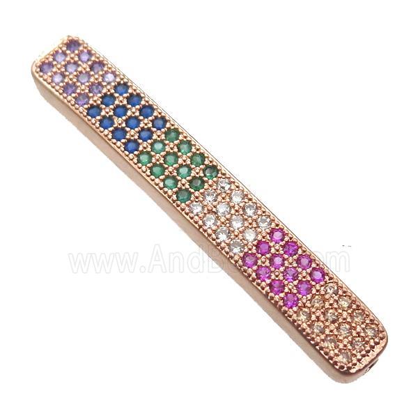 copper tube beads paved zircon, rose gold