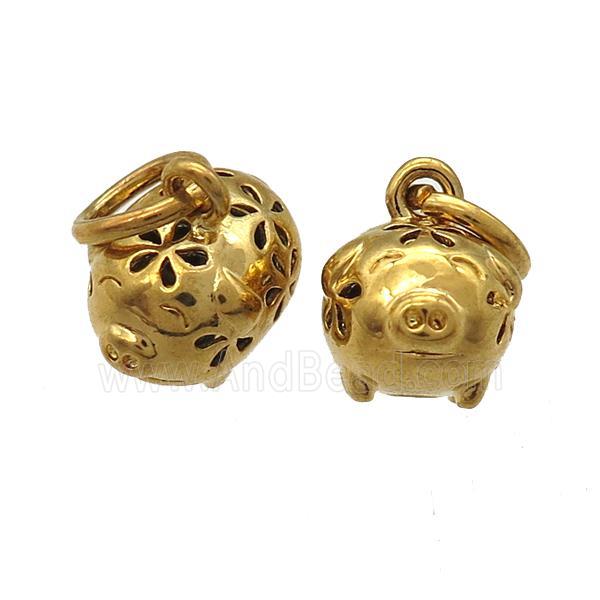 copper pig pendants, gold plated
