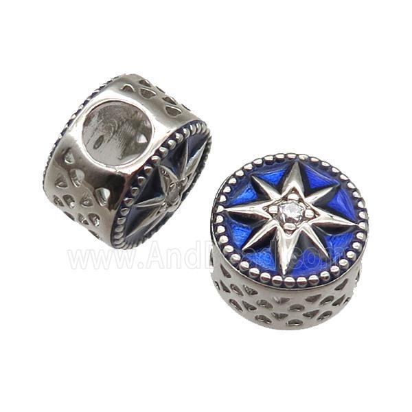 European Style copper beads, Enameling, platinum plated