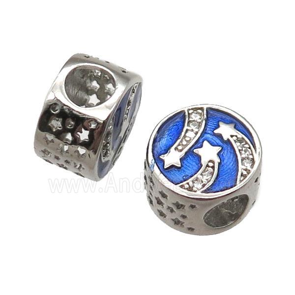 European Style copper beads, Enameling, platinum plated