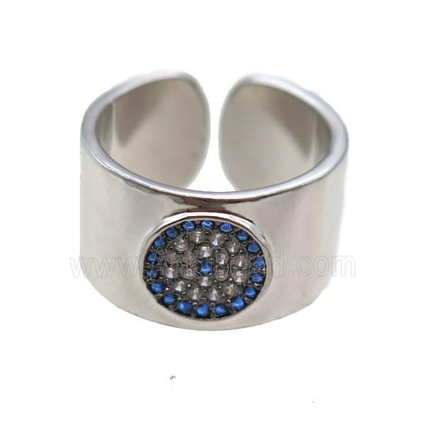 copper ring paved zircon, platinum plated