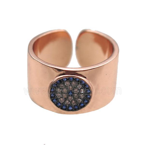 copper ring paved zircon, rose gold