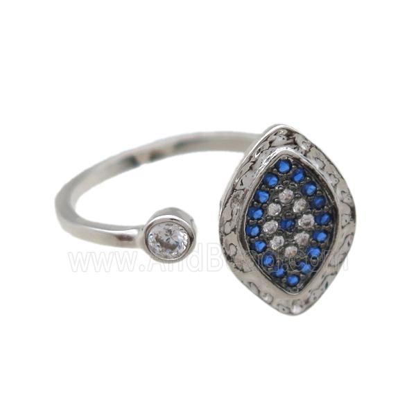 copper ring paved zircon, platinum plated