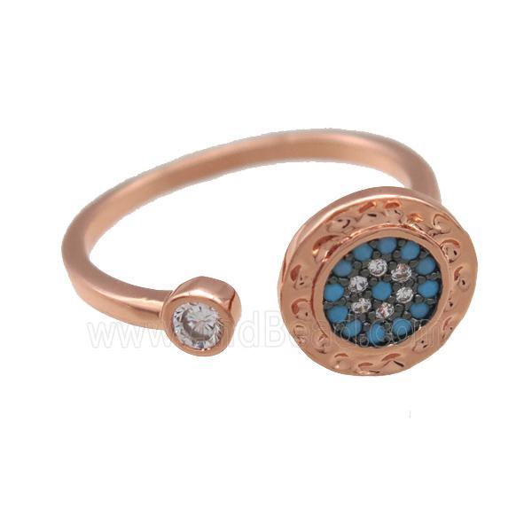 copper ring paved zircon, rose gold